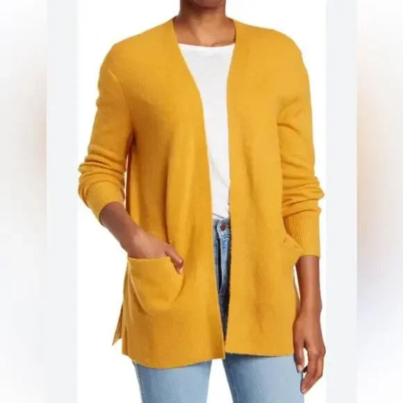 Madewell Mustard Orange Wool Alpaca Blend Boho Open Cardigan Sweater Size Small - Picture 6 of 10